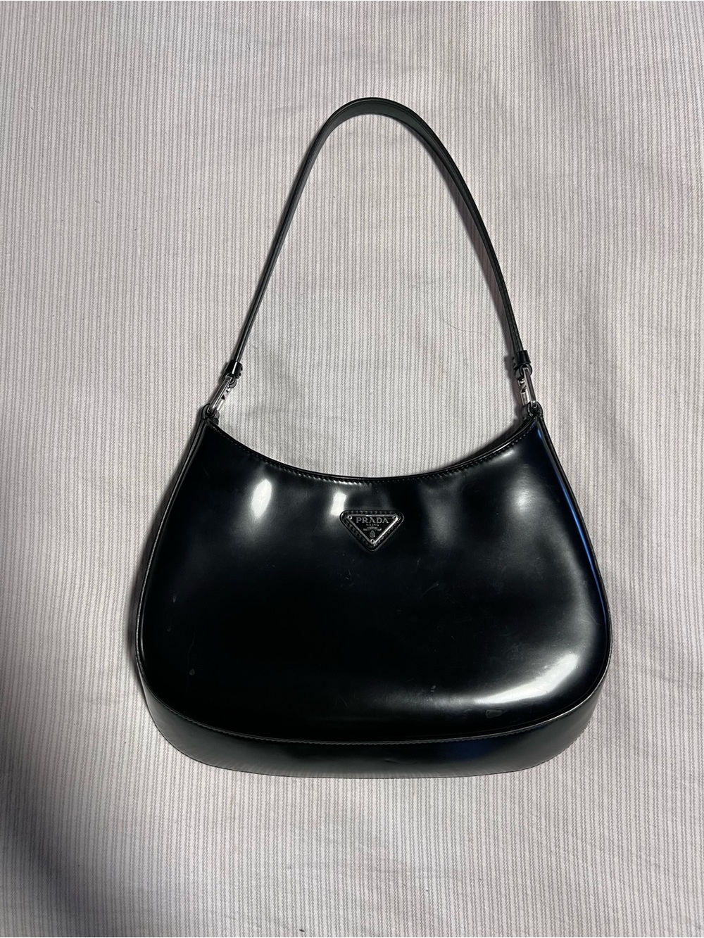 Prada Cleo Black Patent Leather Shoulder Bag